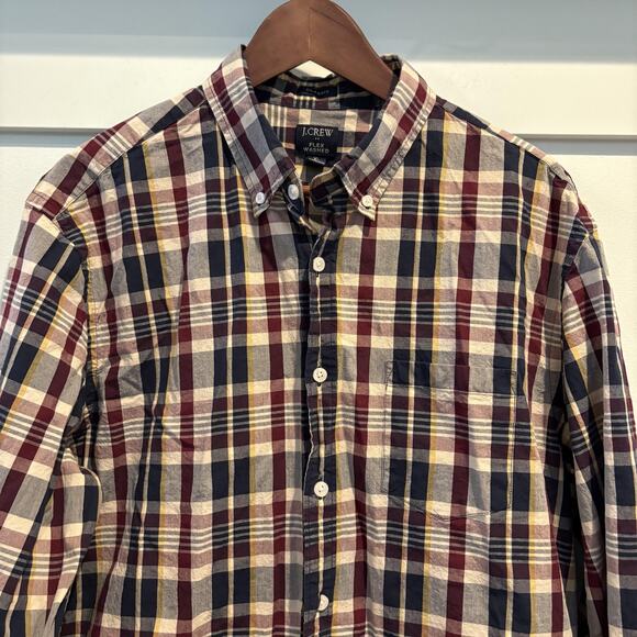 J Crew Shirt Mens XL Navy Plaid Flex Classic Button Casual Preppy Academia - Picture 3 of 10